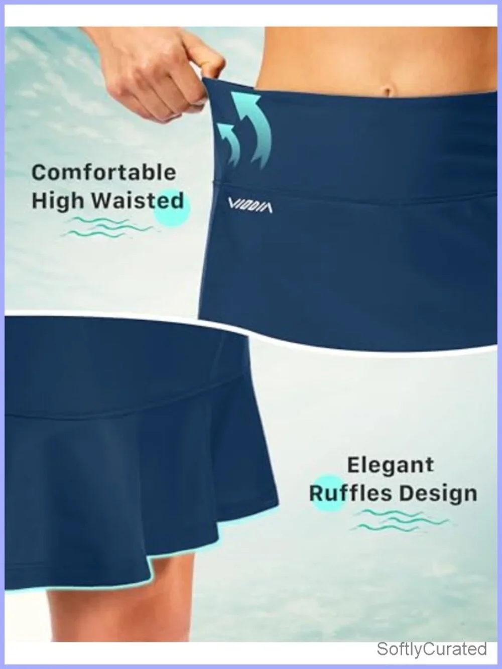 High Waisted Ruffle Swim Skort with Inner Shorts and Pocket